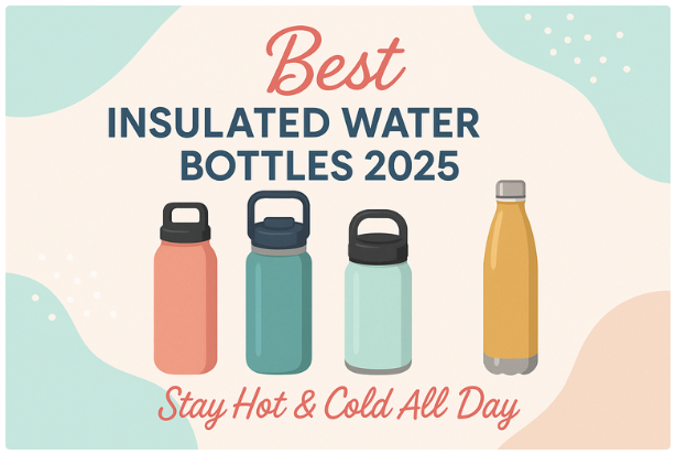 Best insulated water bottles 2025 – blog title image with colorful bottles