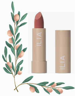 ILIA lipstick in Rosette shade, sleek minimal packaging.
