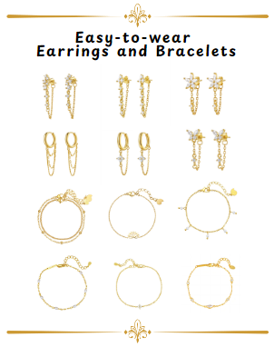 easy-to-wear earrings and bracelets in gold and silver tones