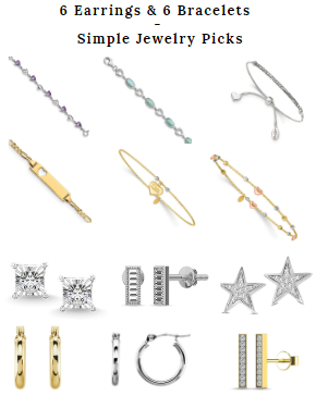 6 earrings and 6 bracelets simple jewelry picks.