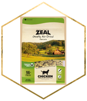 Zeal air-dried chicken cat food made with premium chicken ingredients to support healthy and balanced nutrition for cats